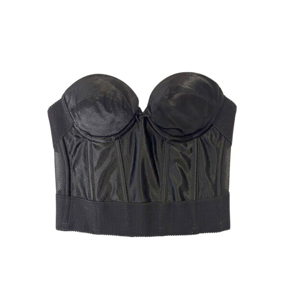 Vintage‎ Wonderbra Black Longline Strapless Bustier Bra Underwire Boned 32B